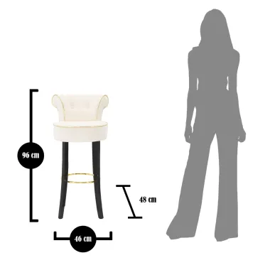 Stołek Barowy LUXY Kremowy 46 48 96 cm (Wysokość Siedziska 75 cm)
